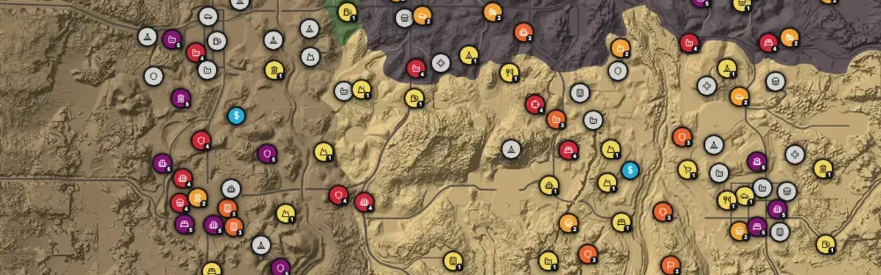 The Navezgane map with POI markers