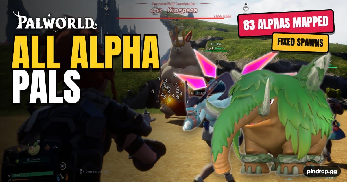 Alpha Pals boss locations map in Palworld
