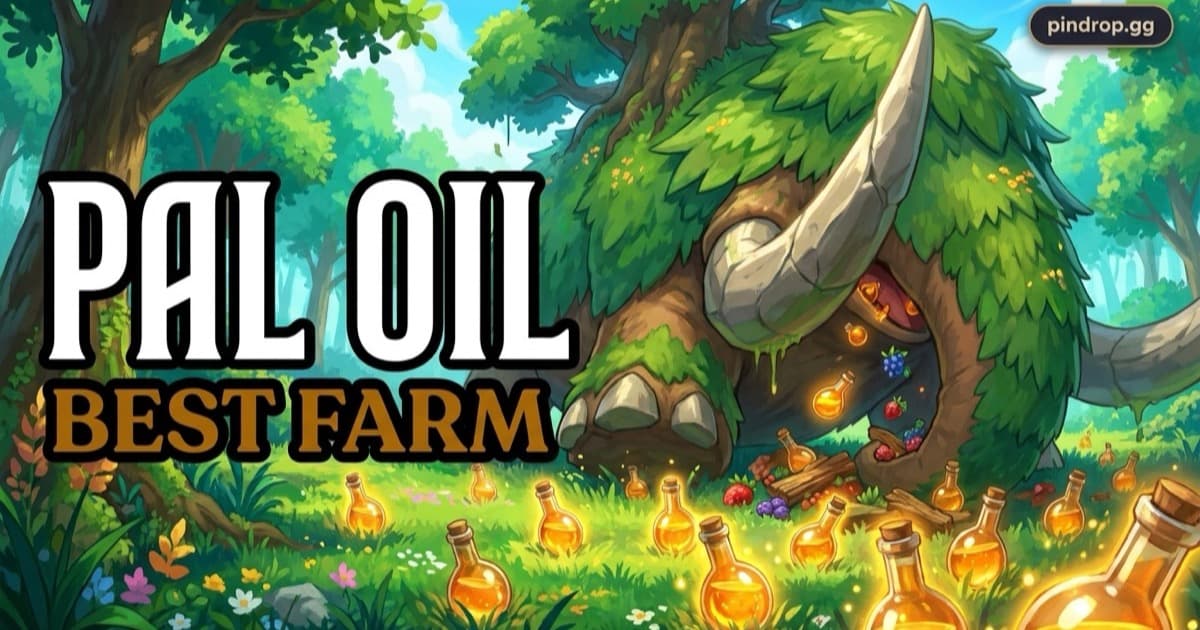 High Quality Pal Oil in Palworld — a flask of viscous oil beside a defeated Mammorest
