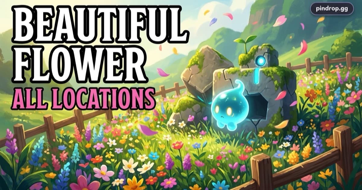 Beautiful Flower in Palworld — bright flowers growing inside a fenced Wildlife Sanctuary