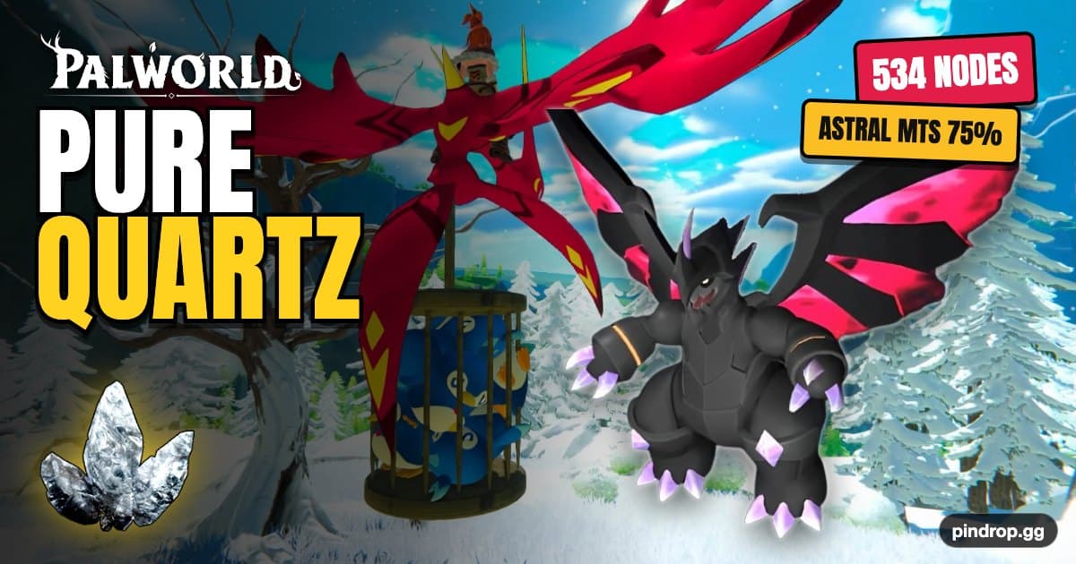 Where to get Pure Quartz in Palworld — Pure Quartz node cluster in the Astral Mountains