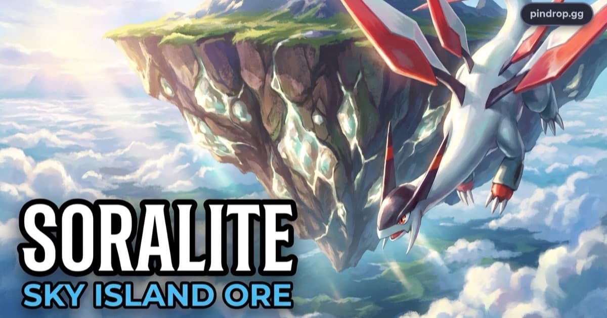 Soralite in Palworld — pale ore deposits on a floating sky island above the clouds