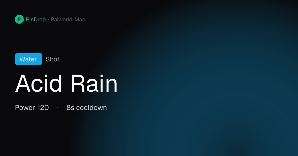 Acid Rain Palworld — Water Skill, 8 Pals Learn It