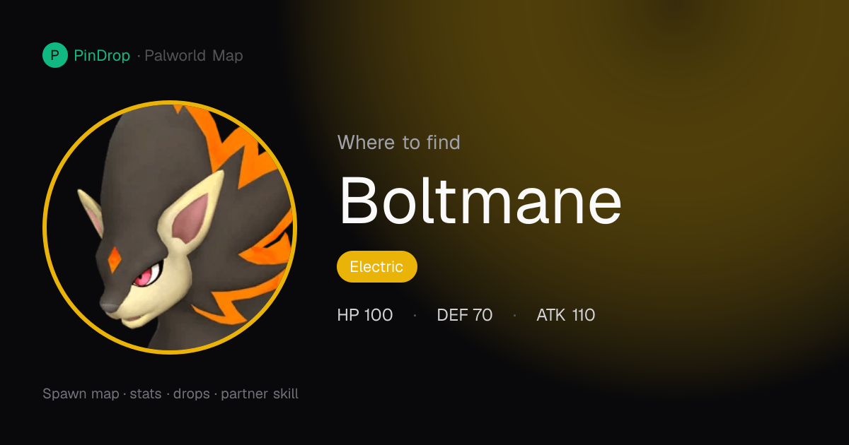 Boltmane Palworld — Stats, Skills, Breeding & Locations