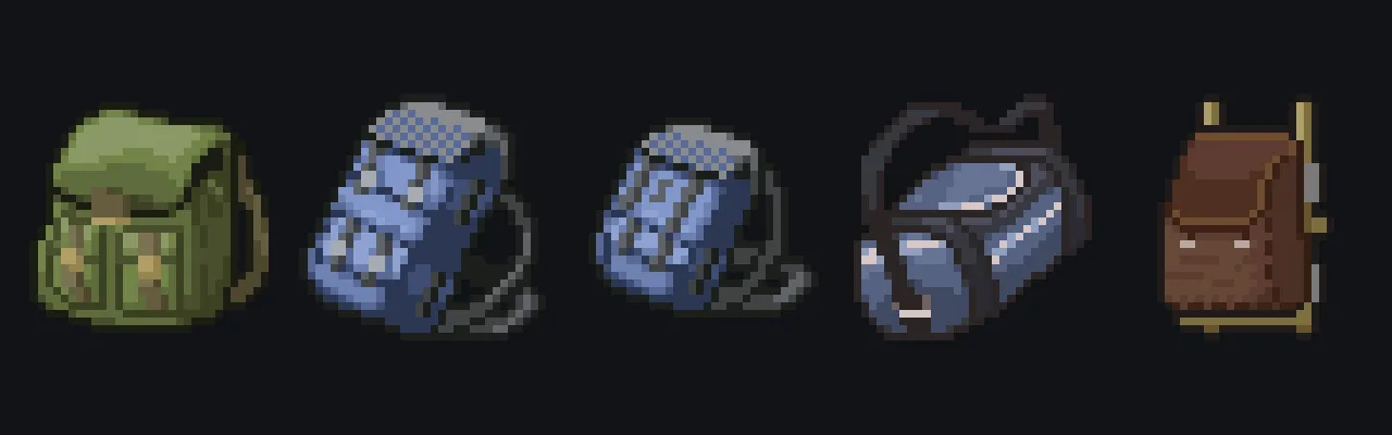 Military, hiking, duffel and framepack bag icons from Project Zomboid