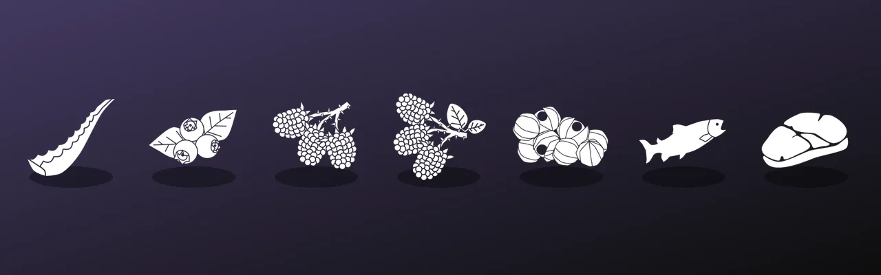 Icons of aloe vera, four berries, fish and meat from the game files: what Virginia brings and what you can feed her