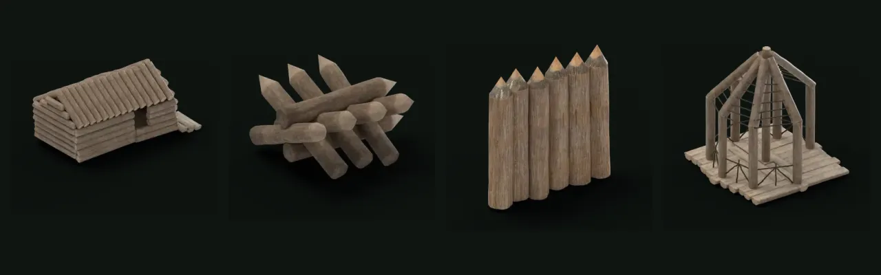 Renders of The Forest structures made from the game's own 3D models